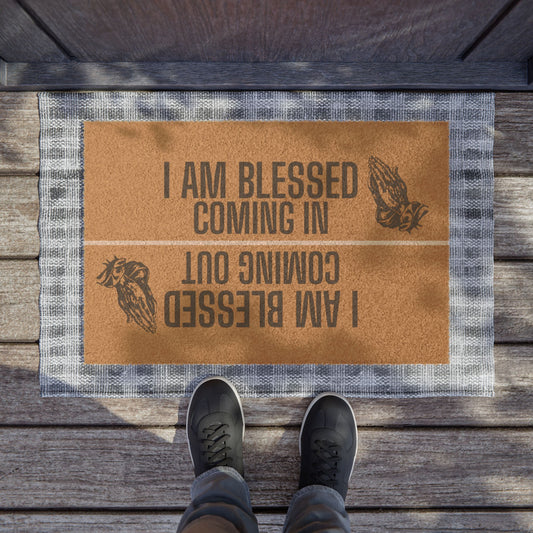 I Am Blessed Doormat | Reversible Coming In Coming Out, Praying Hands Coir