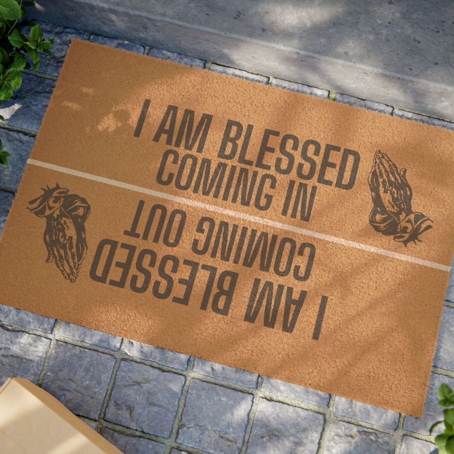 I Am Blessed Doormat | Reversible Coming In Coming Out, Praying Hands Coir